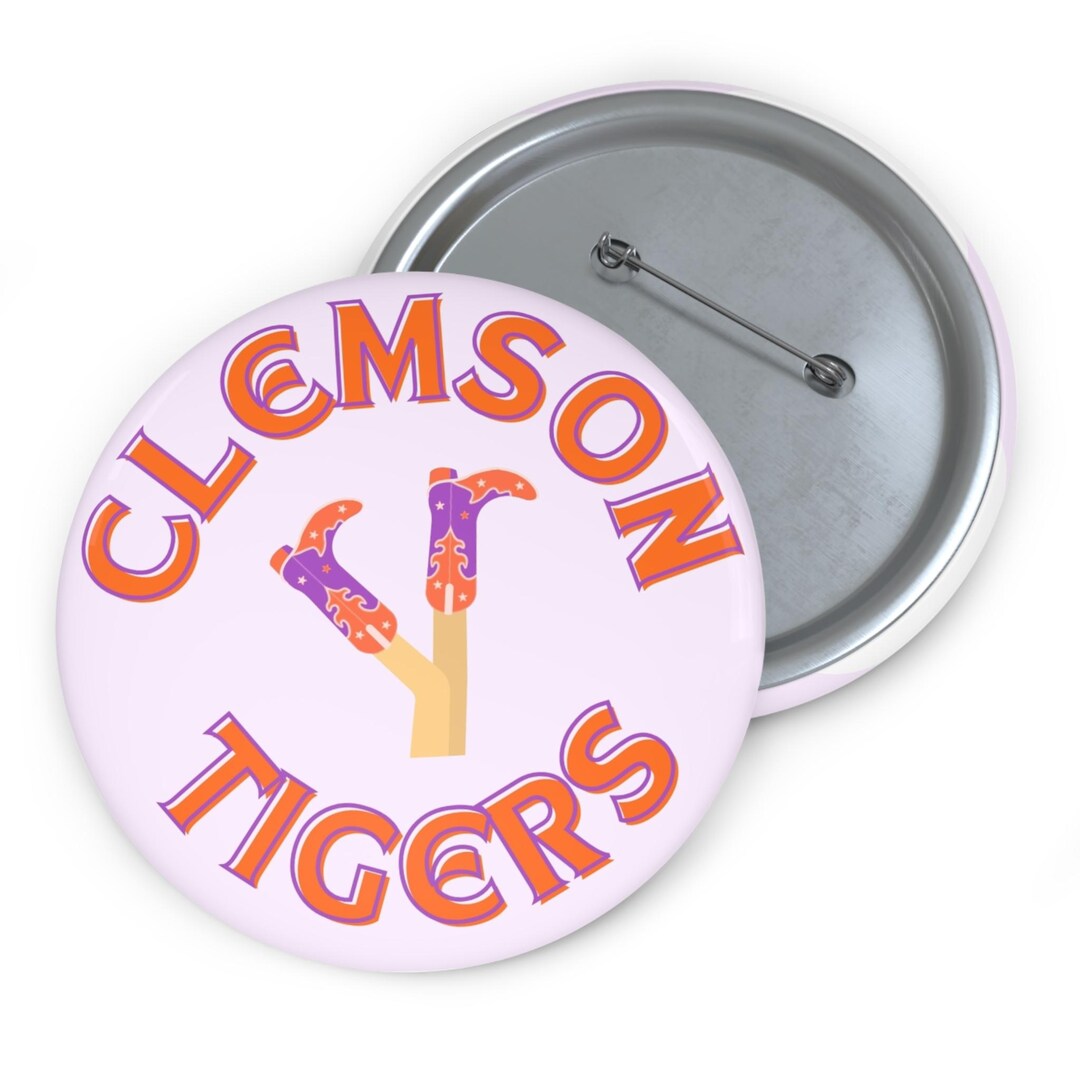 Clemson Tigers Game Day Button Pin, Cowgirl Boots Design - Etsy