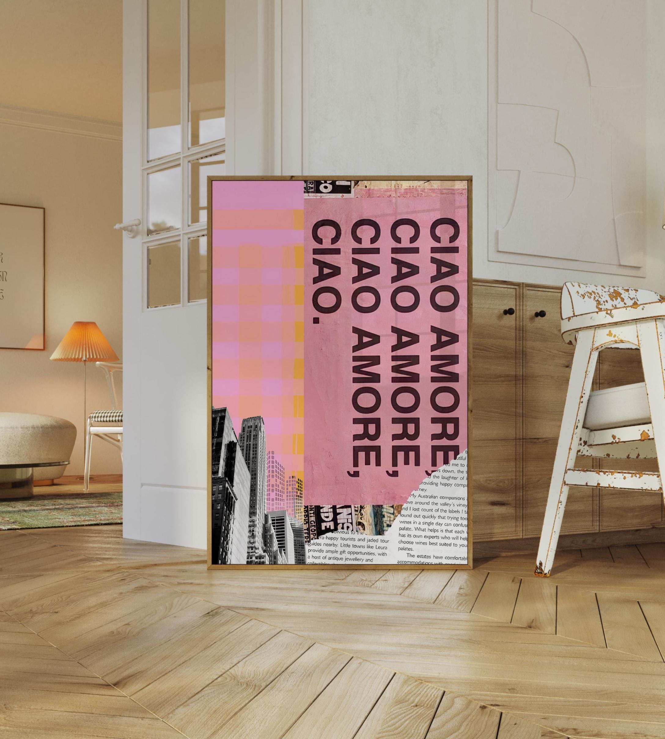 New York City Retro Art Print - INSTANT DOWNLOAD - Ciao Amore Trendy College Apartment Decor - City Girl Wall Art Poster - Bar Cart Decor