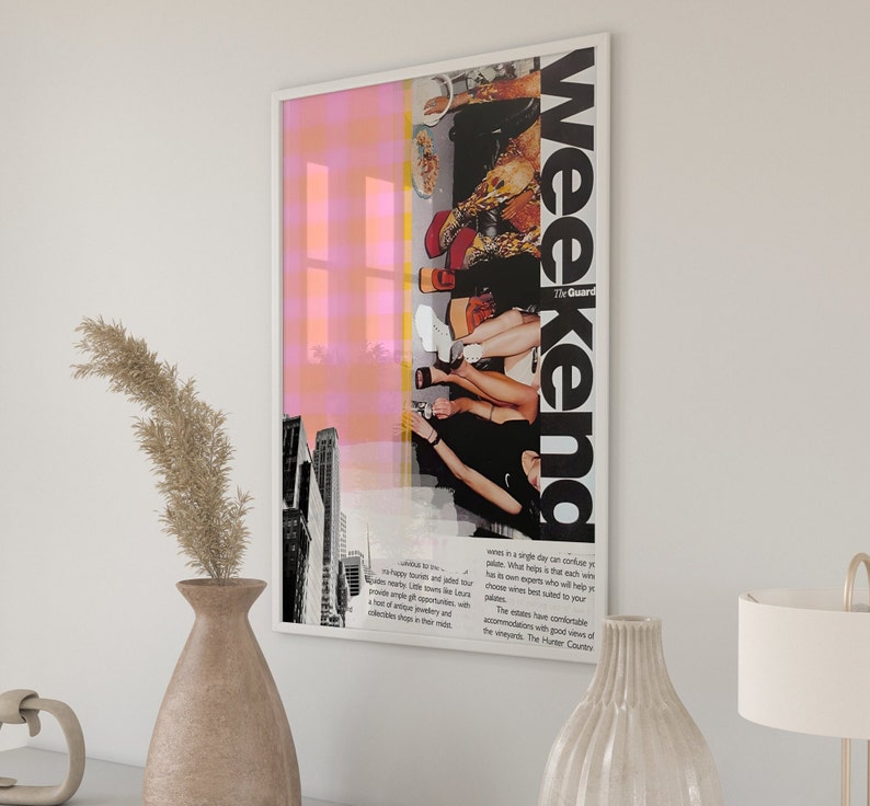 New York City Retro Art Print INSTANT DOWNLOAD Trendy College Apartment Decor Wall Art Poster City Girl Art Bar Cart Decor image 2