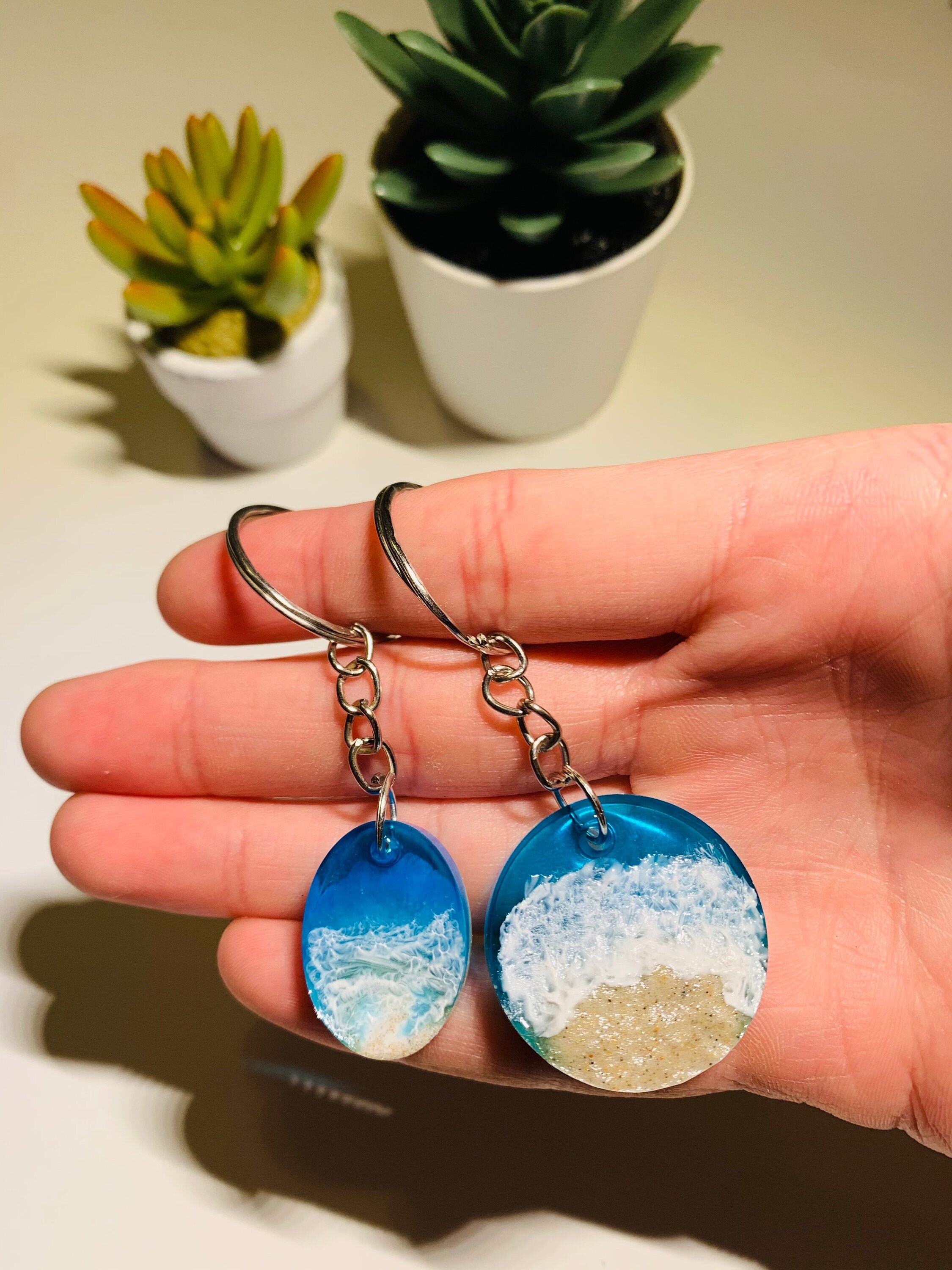 Beach Waves Resin Keychain Handcrafted Ocean Seaside Series Etsy