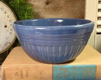 Blue Glazed Pottery Stoneware 6.5" Mixing Bowl