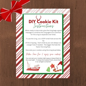Weihnachten DIY Cookie Kit Anleitungskarte 4 "x 5", Weihnachtskinder Cookie Decorating Kit Card, druckbare Karte