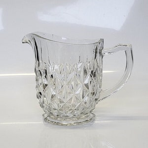 Vintage Footed Pressed Glass Pitcher or Jug, Vintage Glass Jugs, Vintage Lemonade Pitchers