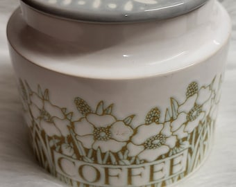 Hornsea Fleur  coffee canister with lid, vintage Hornsea Pottery retro kitchen container 70s coffee jar