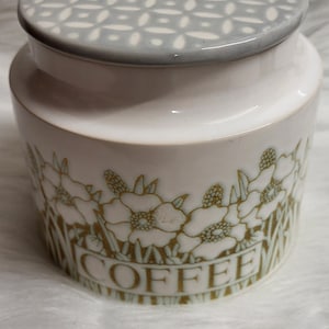 Hornsea Fleur  coffee canister with lid, vintage Hornsea Pottery retro kitchen container 70s coffee jar
