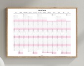 2025 - 2026 Full Financial Year Wall Planner | A3 Landscape Year Planner | Yearly Wall Calendar | 12 Month | Instant Download | PDF Pink