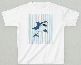 T-shirt haai voor kinderen, leuk zomershirt, cadeau voor jongens, kinderbadkleding, shirt oceaanliefhebber, verjaardagscadeau voor kinderen