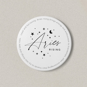 Aries Rising Zodiac Ceramic Coaster | Black and White Decor Astrological Gift, Astrology Lover, Horoscope Coasters