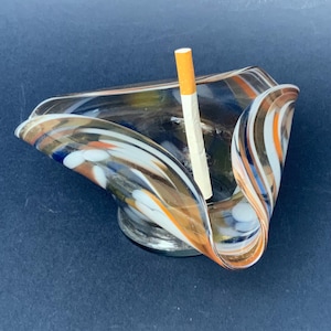 Color glass Ashtray Vintage Multicolor Glass Ashtray,Vintage Home Accessory/ Ussr era. (# 280 )
