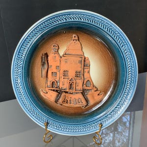 Vintage plate from Riga Latvia Showing the Old Town Riga Baltic States 9.8in, Signed by the Artist