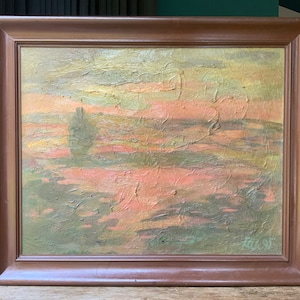Original Muted Abstract Landscape Oil Painting by Laila Kelle