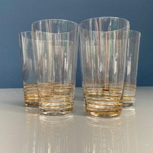 Vintage Gold Rim Water Glasses - Set of 6 Thin Glass Goblets