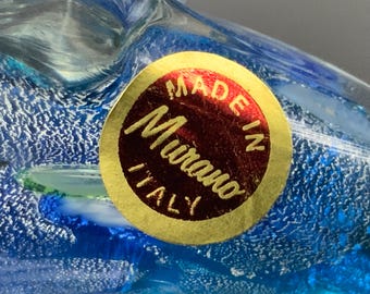 手作りのムラーノガラス製イルカの置物：ヴィンテージクリスタル装飾