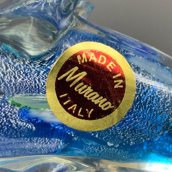 手作りのムラーノガラス製イルカの置物：ヴィンテージクリスタル装飾