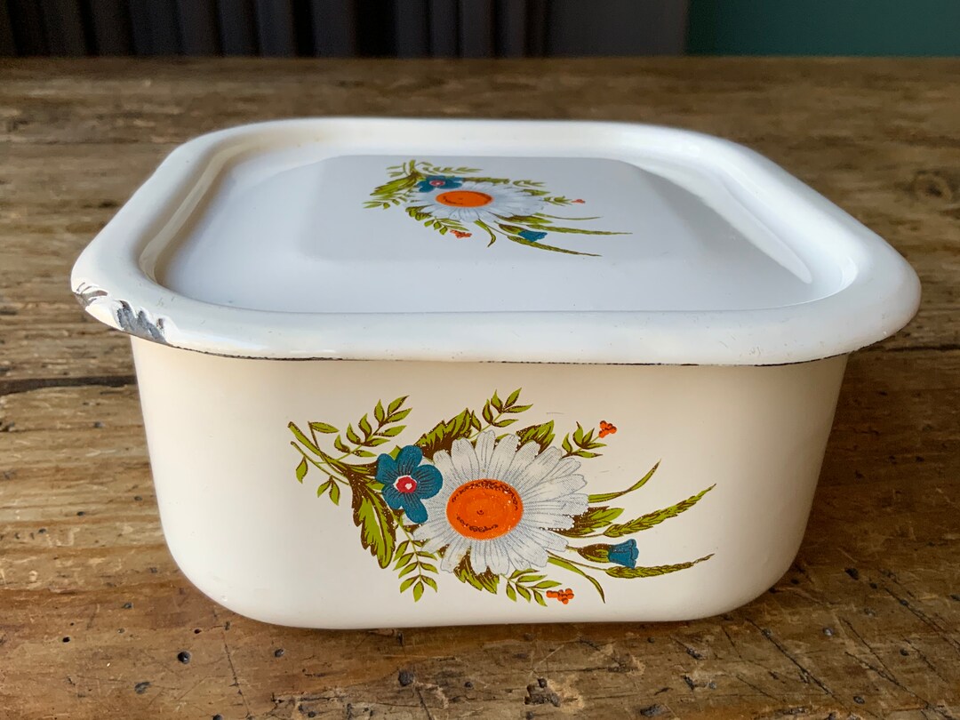 Vintage Enamel Box Enamelware Refrigerator Box White With Etsy