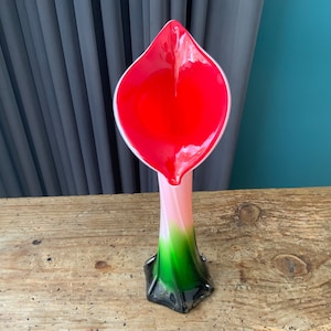 Calla Lily Murano Glass Vase: Mid-Century Italian Art, 1970s