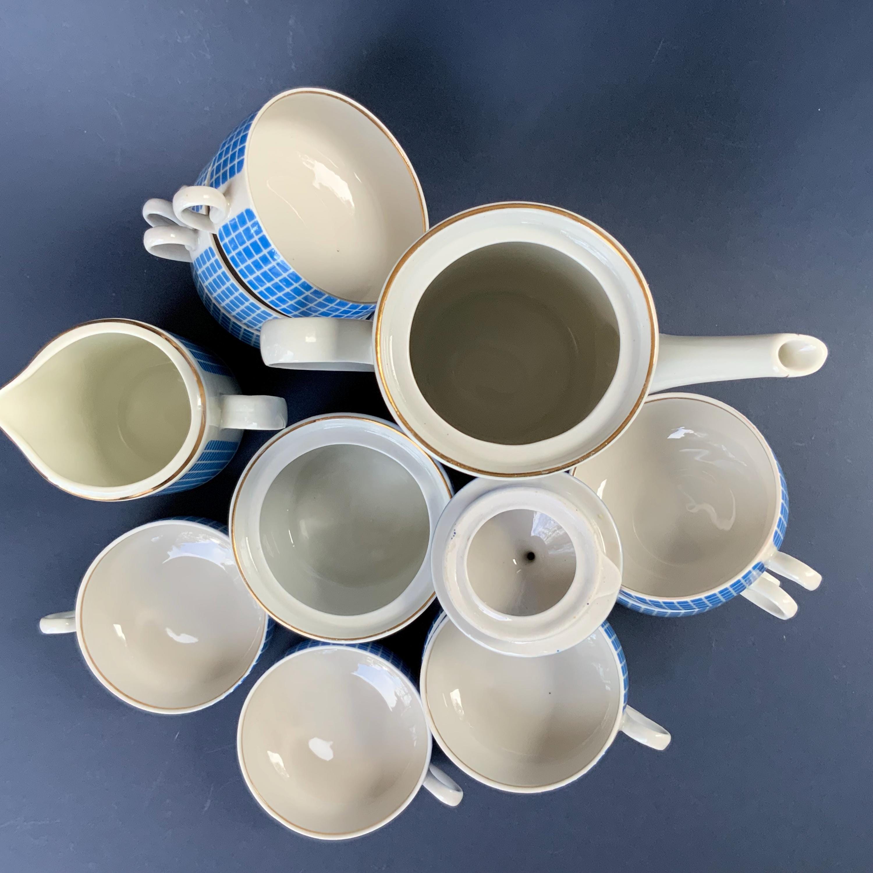 1960年代 limited   <tea time> ヴィンテージ リガ磁器コーヒーセット：1960年代 ソーライトブルー