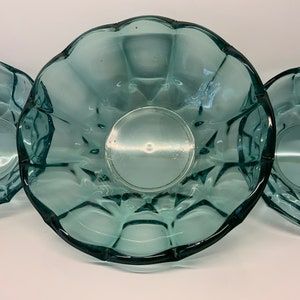 Antique Turquoise Glass Serving Bowls - 1930s Collectible Set