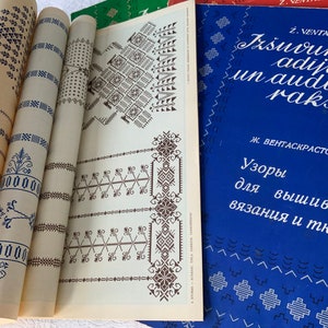 RAR Der Katalog.Entwürfe für Stickerei, Stricken und Weben, 1958y und lettische Sprachen.Album für Handarbeiten