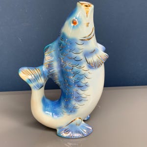 Fish Decanter Drinking Porcelain fish Carafe for Vodka Whiskey Vintage Barware,  USSR Carp decanter (# 449 )