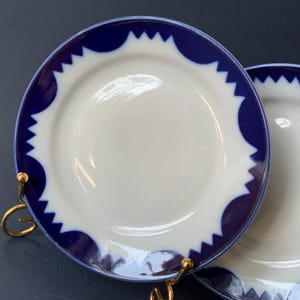 Vintage Riga Porcelain Plates: Cobalt Blue Dessert Plates, USSR (Set of 2)