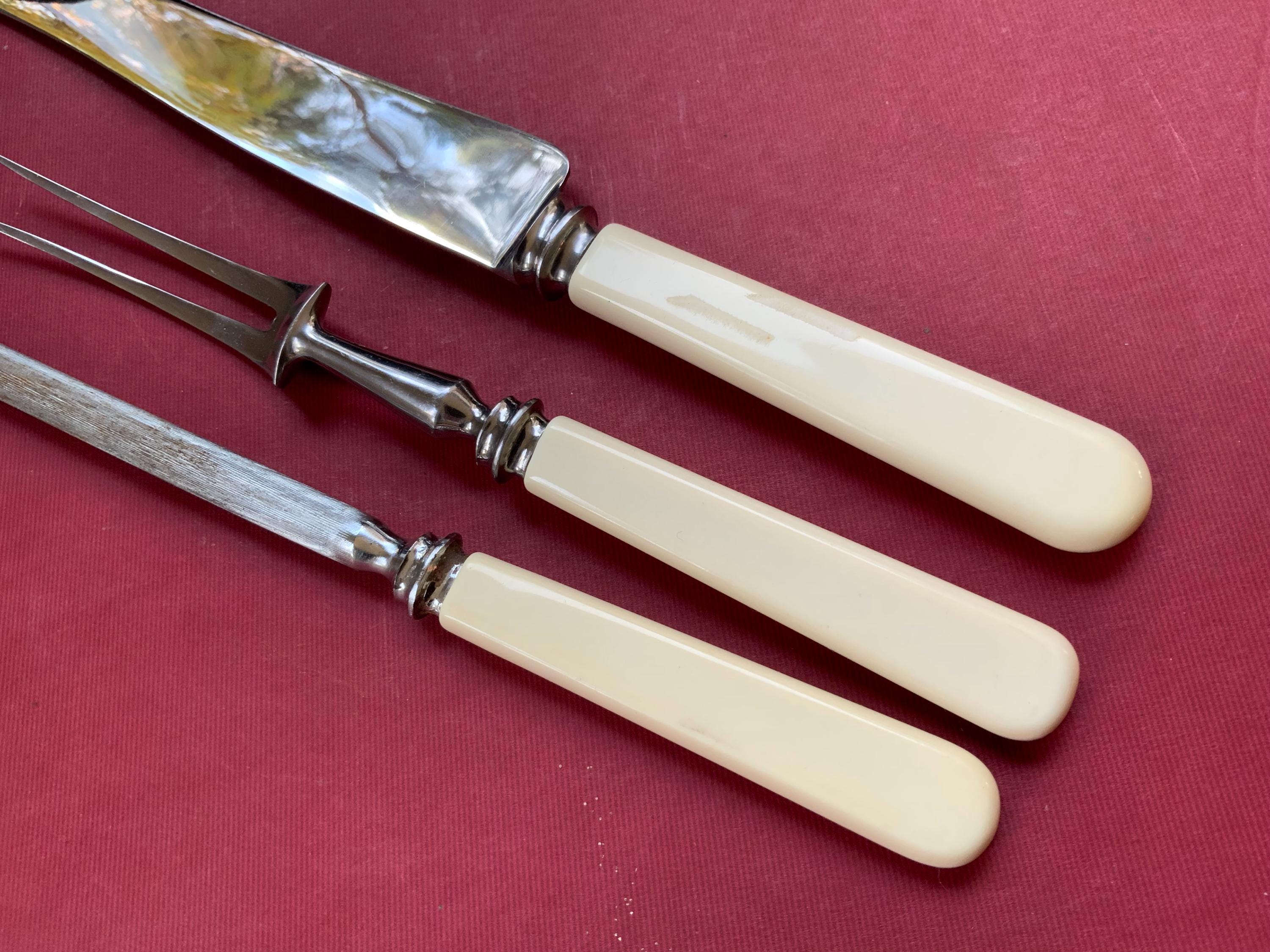 Carving Set - 3 Pieces, Bakelite Handles, Viners Ltd Carving Set - 3 Pieces, Bakelite Handles, Viners Ltd