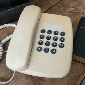 Vintage beige Button Telephone, phone, Home Decor