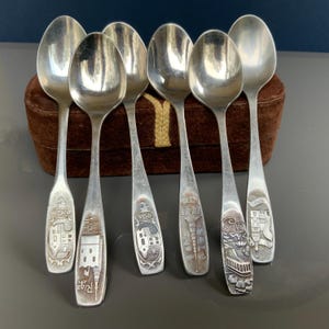 Riga teaspoons pattern, Vintage tea, coffee, dessert spoons set of 6 spoons,  Stainless steel with Riga on handle. USSR 1980s