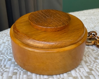 Caja redonda de madera vintage: joyero pequeño con baratijas