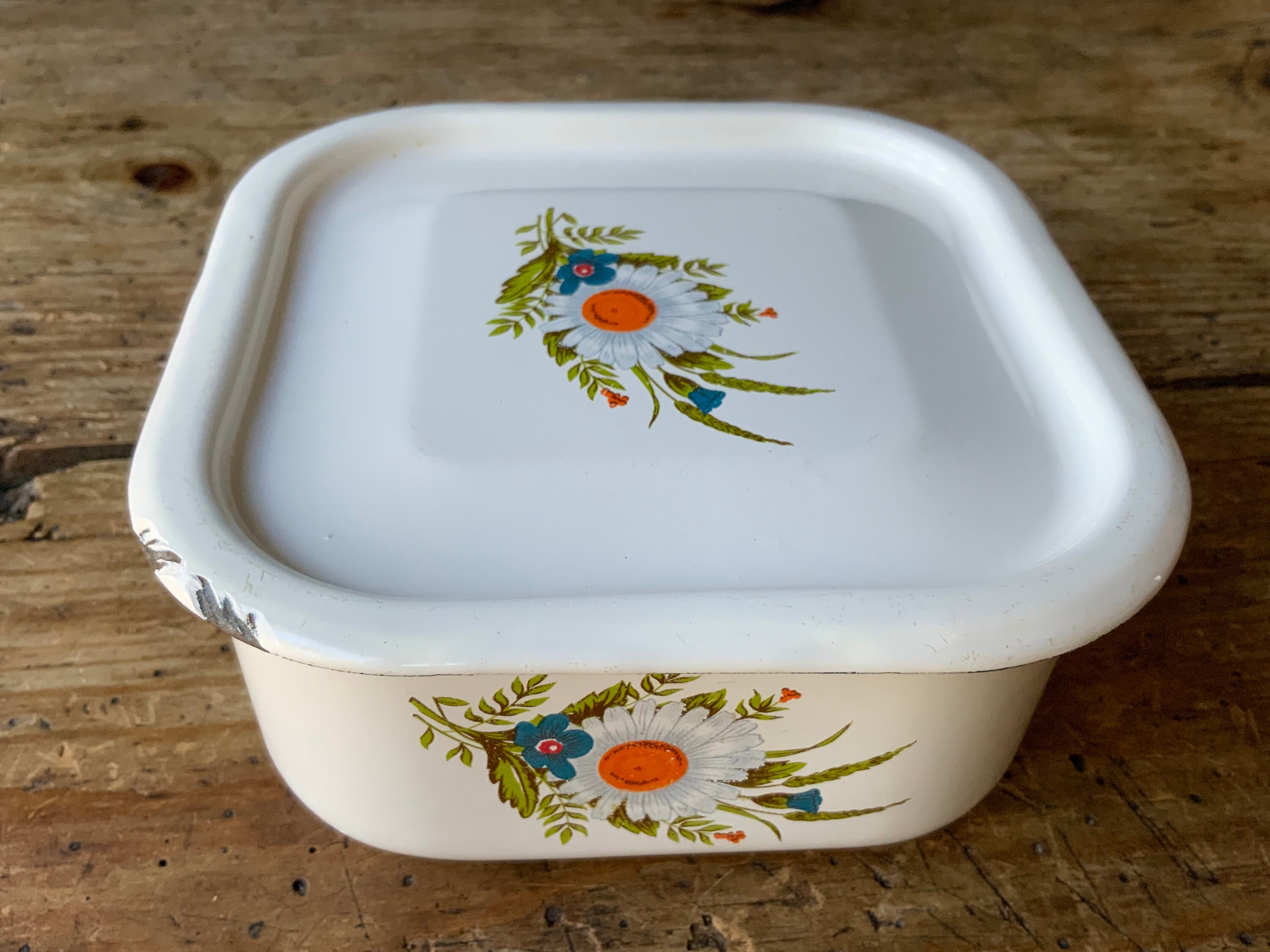 Vintage Enamel Box Enamelware Refrigerator Box White With - Etsy