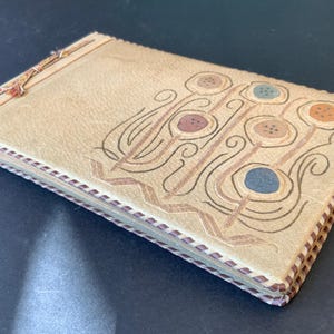 Handmade Tooled Leather Photo Album: Floral Ornament, 23 Pages