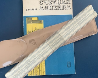 Vintage Rechenschieber mit Ledertasche & Handbuch ( K 4 )