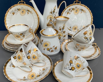 Vintage Goldrand Espresso-Set: Riga Porzellan "Vita" Service für 6
