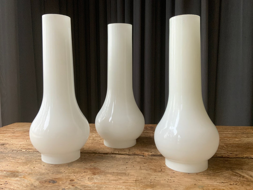 One Vintage Glass Lamp Shade Made of White Milky Glass, Retro Home