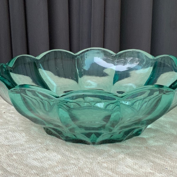 Antique glass from the 30s, Serving bowls, Collectible glass, Turquoise color, Aqua Blue Glass Bowl