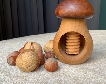 Handmade Wooden Mushroom Nutcracker: Unique Kitchen Decor, Defect (# 556 K 3 )