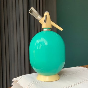 Vintage Soda Siphon Seltzer Bottle,  Syphon Bottle  Made in 60s, Barware Soda Maker, Metal Soda Water Seltzer Bottle
