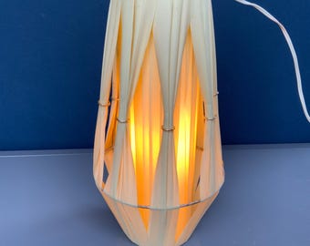 Rare Vintage 1960s Yellow Pleated Lampshade with Gold accents – Mid-Century Retro Lighting Decor, Defect