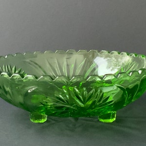 Heavy GREEN GLASS Bowl, green VASE, Vintage Glass Bowl Light Green Color