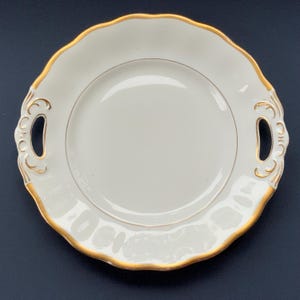 Gold Trim Porcelain Serving Plate - Poland, 10.6 in