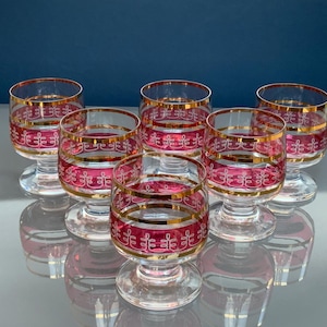 Gold Trim Crystal Wine Glasses - Czech Bohemia - Set of 6