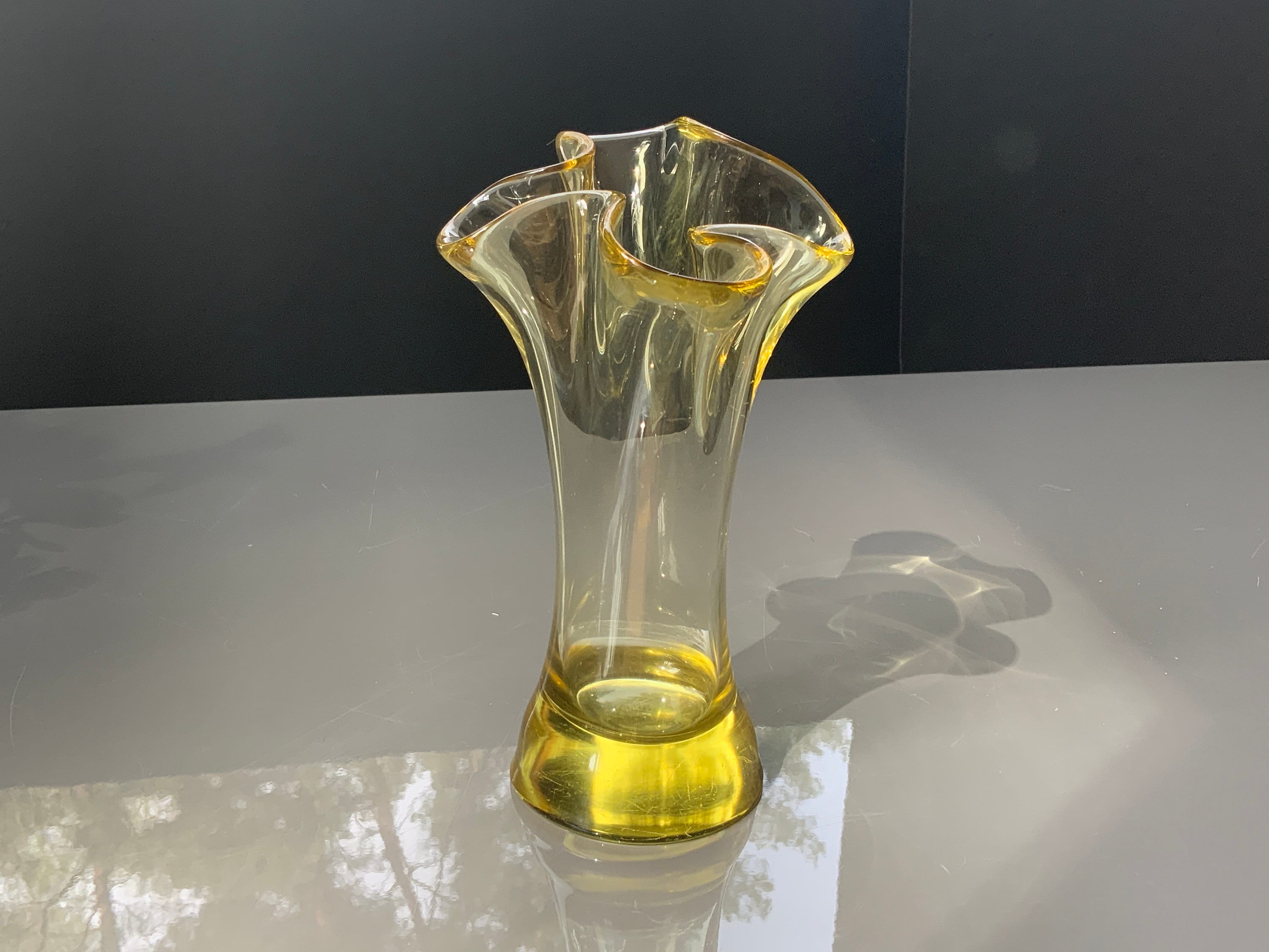 Yellow Color Glass Vase, Geometric Ornament, 7.4in Tall (9331) - Etsy