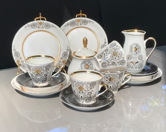 Vintage Porzellan Espresso Set: Rigaer Porzellanmanufaktur, Lettland - Marianna