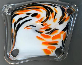 Designer-Glasschale, Designerschale, Ikea, limitierte Auflage, handgefertigte Schale, Schweden, transparent und blau