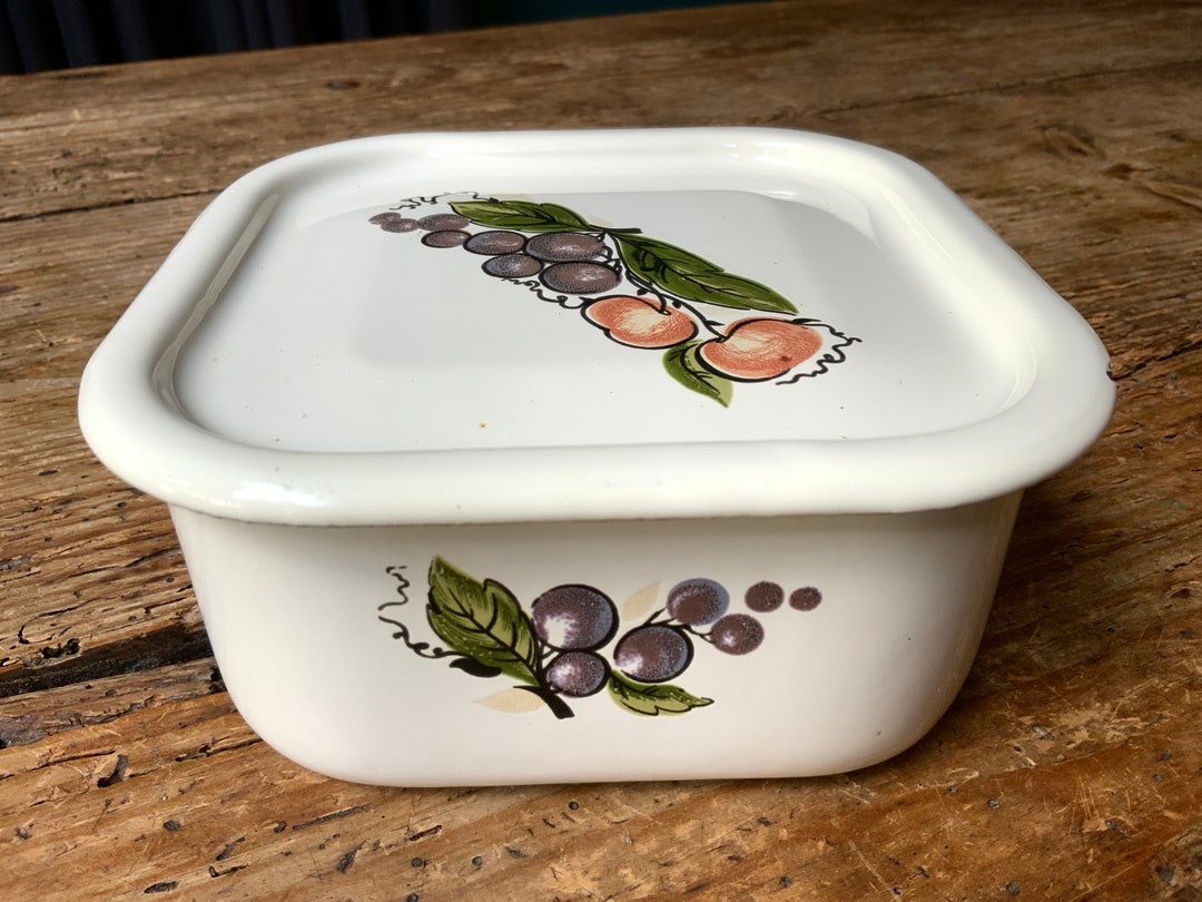 Vintage Enamel Box Enamelware Refrigerator Box White With Etsy