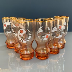 Zodiac Constellation Glassware: Apricot Vintage Glasses (Set of 3)
