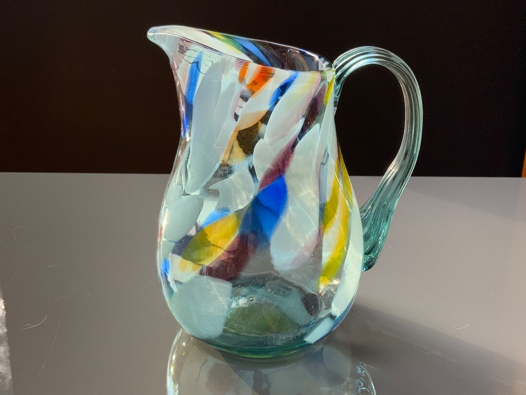 Color Glass Pitcher Vintage Multicolor Swirl Glass Pitcher 400mll or ...