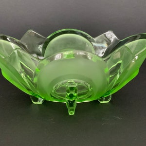 Heavy GREEN GLASS Bowl, green VASE, Vintage Glass Vase Light Green Color