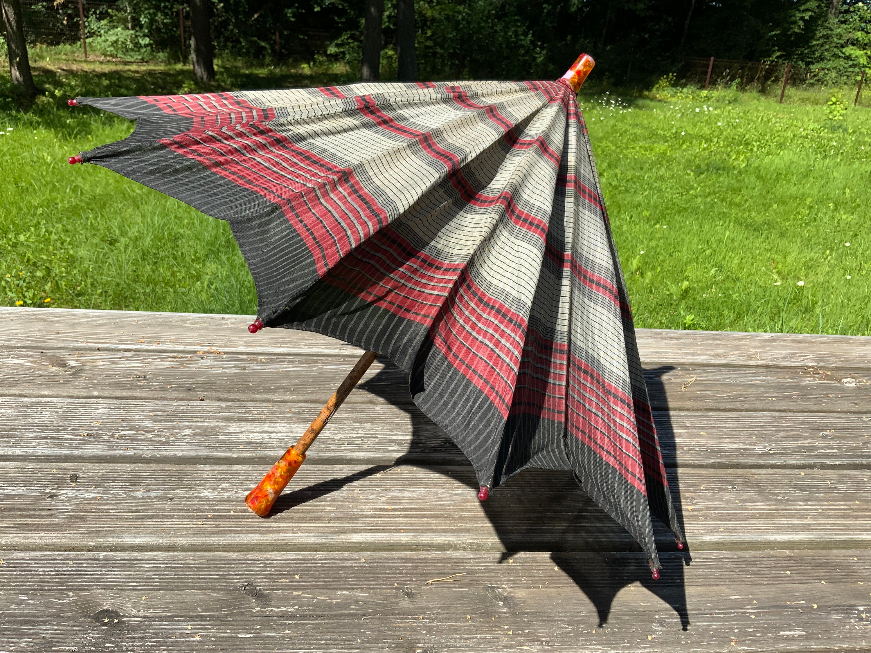 Vintage parasol umbrella from the 50-60s, beautiful handle