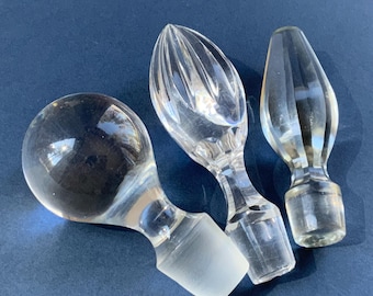 Crystal Glass Decanter Stoppers, Vintage Cruet Bottle Tops, Replacement Glassware (9-11cm) # P K 1